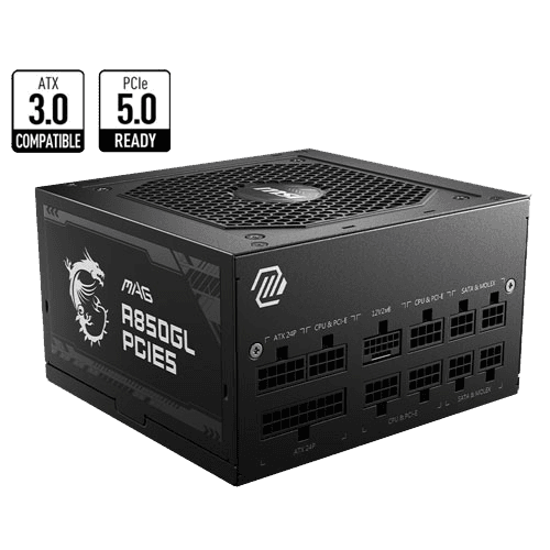MSI MAG A850GL PCIE5 850 WATT 80 Plus Gold Certified Fully Modular Power Supply